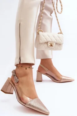 D&A Eleganckie Czółenka W Szpic MR91292-1 Champagne