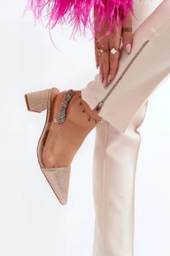 D&A Eleganckie Czółenka W Szpic MR91292-1 Champagne