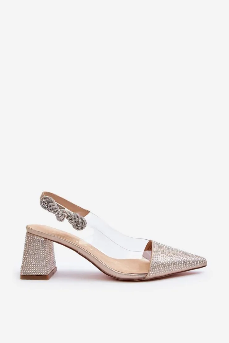 D&A Czółenka Na Słupku|Czółenka Klasyczne*Eleganckie Czółenka W Szpic MR91292-1 Złote