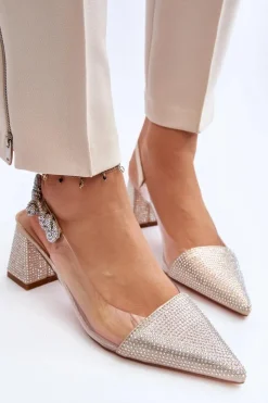 D&A Czółenka Na Słupku|Czółenka Klasyczne*Eleganckie Czółenka W Szpic MR91292-1 Złote