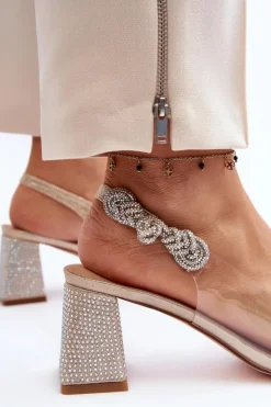 D&A Czółenka Na Słupku|Czółenka Klasyczne*Eleganckie Czółenka W Szpic MR91292-1 Złote