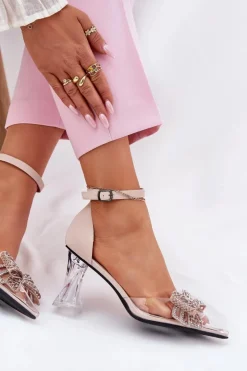 Damskie Buty damskie Vinceza Eleganckie Czółenka Z Kokardą Vinceza 62212 Beżowe