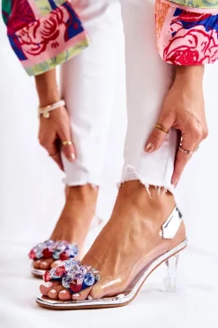 Damskie Damskie buty S.Barski Eleganckie Czółenka Z Ozdobą Srebrne Amalia