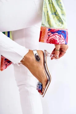 Damskie Damskie buty S.Barski Eleganckie Czółenka Z Ozdobą Srebrne Amalia