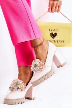 Clearance Boto Eleganckie Czółenka Z Ozdobą Gładkie Jasnoróżowe Caterine