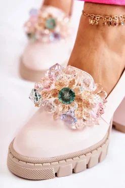 Clearance Boto Eleganckie Czółenka Z Ozdobą Gładkie Jasnoróżowe Caterine