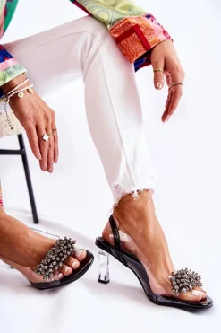 Clearance Damskie buty S.Barski Eleganckie Czółenka Z Ozdobą Czarne Phenia