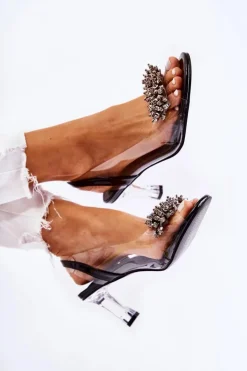 Clearance Damskie buty S.Barski Eleganckie Czółenka Z Ozdobą Czarne Phenia