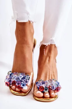 Damskie buty S.Barski Czółenka Na Platformie|Czółenka Na Słupku*Eleganckie Czółenka Z Ozdobą Złote Amalia