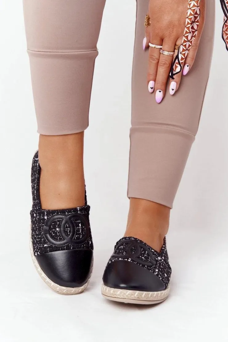 Evento Eleganckie Damskie Espadryle Czarne Be My Love