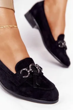 Buty damskie Vinceza Eleganckie Damskie Mokasyny Vinceza 10585 Zamszowe Czarne