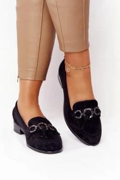 Buty damskie Vinceza Eleganckie Damskie Mokasyny Vinceza 10585 Zamszowe Czarne