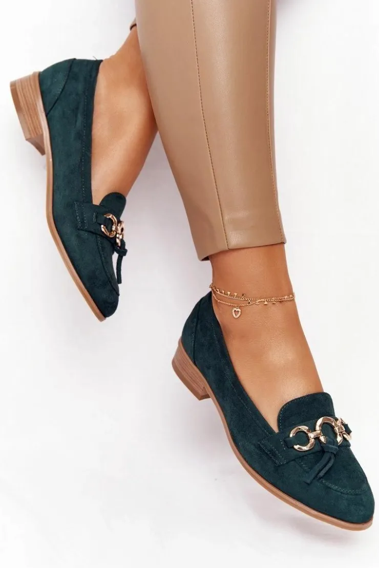 Damskie Buty damskie Vinceza Eleganckie Damskie Mokasyny Vinceza 10585 Zamszowe Zielone