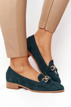 Damskie Buty damskie Vinceza Eleganckie Damskie Mokasyny Vinceza 10585 Zamszowe Zielone