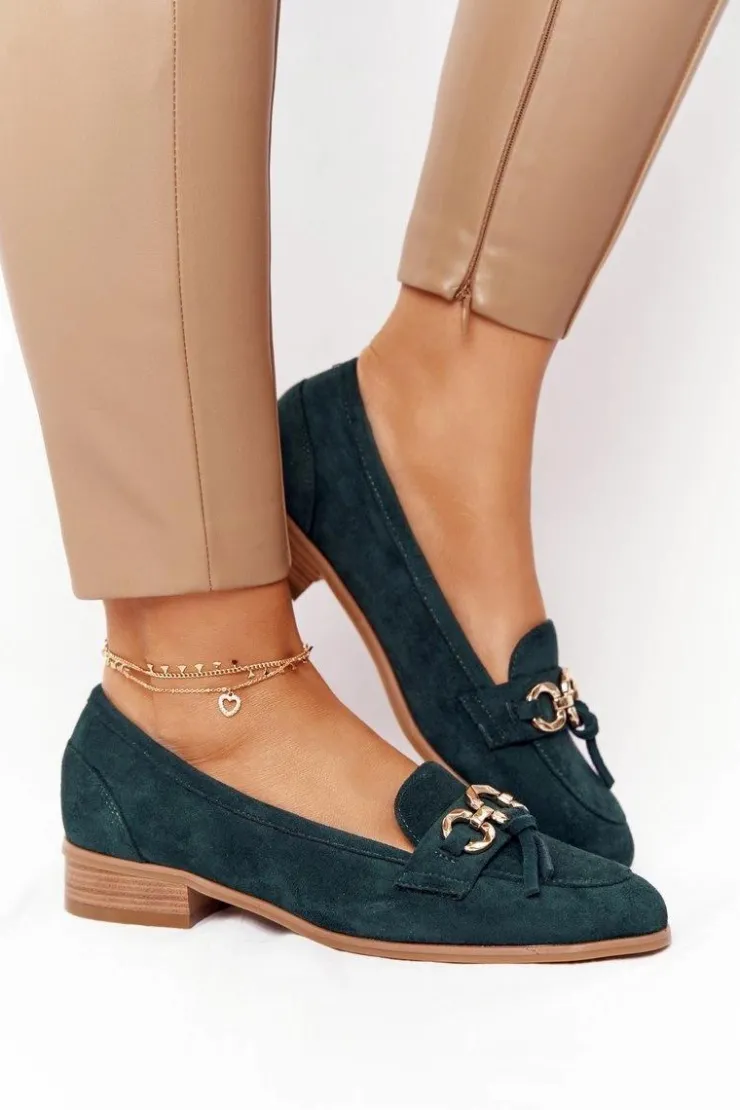 Damskie Buty damskie Vinceza Eleganckie Damskie Mokasyny Vinceza 10585 Zamszowe Zielone