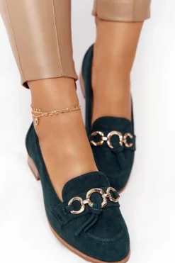 Damskie Buty damskie Vinceza Eleganckie Damskie Mokasyny Vinceza 10585 Zamszowe Zielone