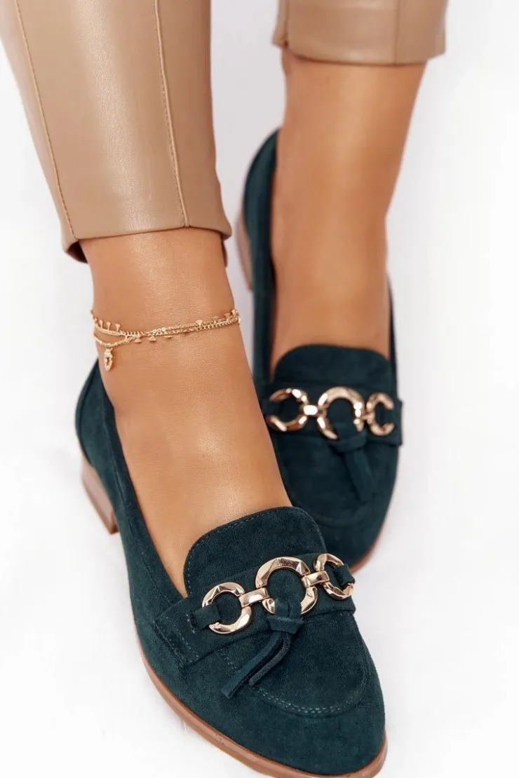 Damskie Buty damskie Vinceza Eleganckie Damskie Mokasyny Vinceza 10585 Zamszowe Zielone