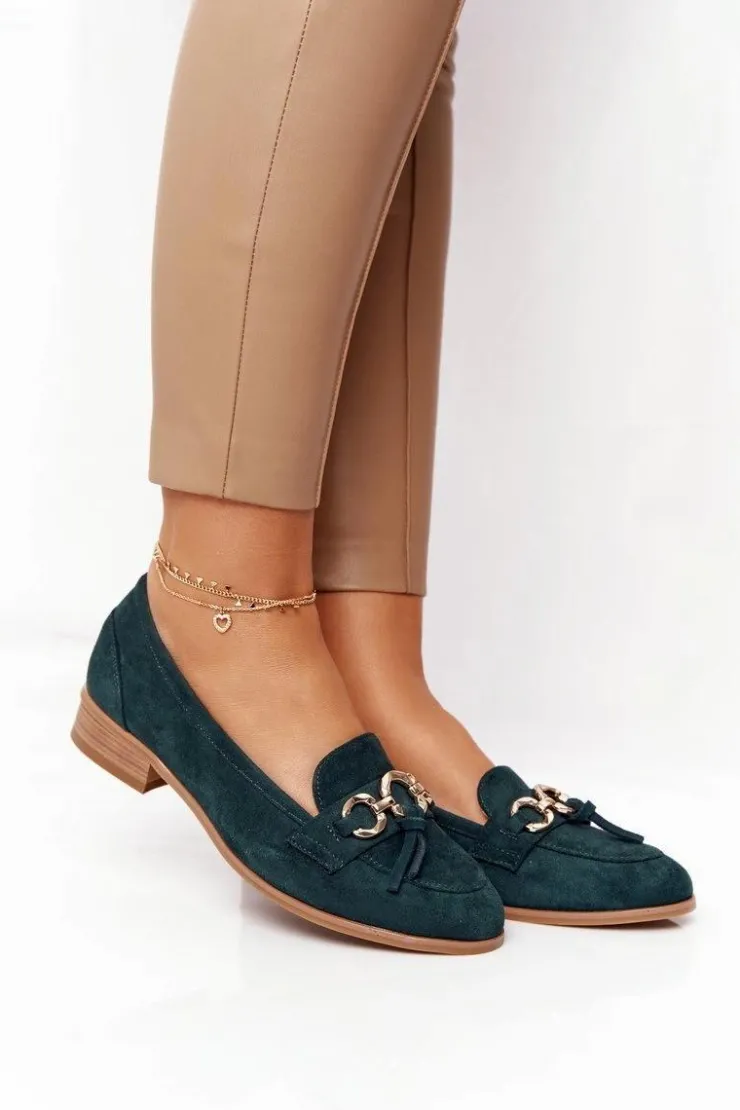 Damskie Buty damskie Vinceza Eleganckie Damskie Mokasyny Vinceza 10585 Zamszowe Zielone