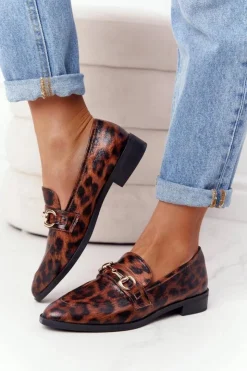 New Damskie buty S.Barski Eleganckie Damskie Mokasyny S.Barski Leopard