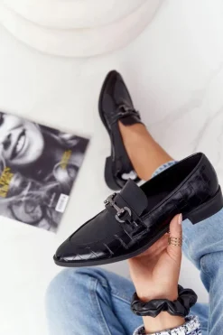 Damskie Damskie buty S.Barski Eleganckie Damskie Mokasyny S.Barski Czarne