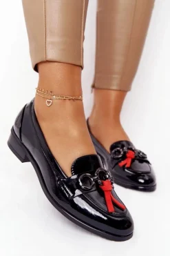 Buty damskie Vinceza Mokasyny Damskie Lakierowane*Eleganckie Damskie Mokasyny Vinceza 10585 Lakierowane Czarne