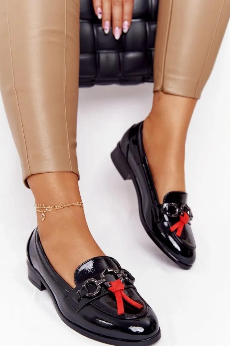 Buty damskie Vinceza Mokasyny Damskie Lakierowane*Eleganckie Damskie Mokasyny Vinceza 10585 Lakierowane Czarne