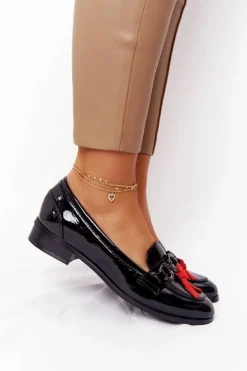 Buty damskie Vinceza Mokasyny Damskie Lakierowane*Eleganckie Damskie Mokasyny Vinceza 10585 Lakierowane Czarne