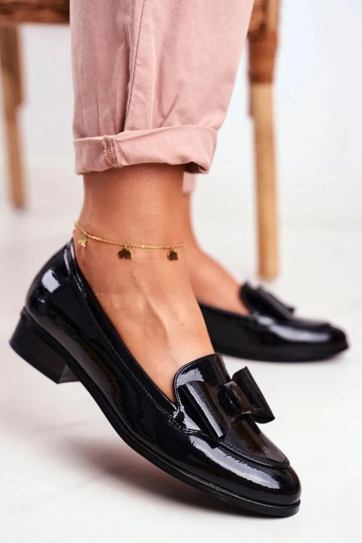 Damskie Buty damskie Vinceza Eleganckie Damskie Mokasyny Vinceza 10570 Lakierowane Czarne