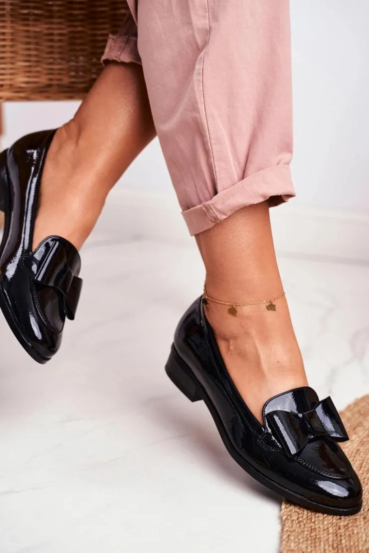 Damskie Buty damskie Vinceza Eleganckie Damskie Mokasyny Vinceza 10570 Lakierowane Czarne