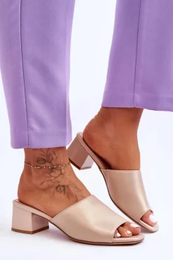 Online Buty Sergio Leone Eleganckie Gładkie Klapki Sergio Leone KL317 Beżowe