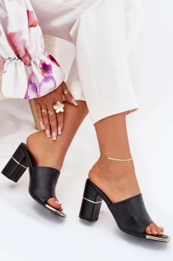 Damskie Boto Eleganckie Klapki Damskie Na Słupku Czarne Raiza