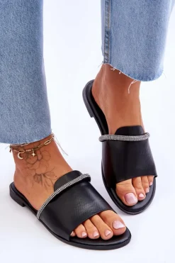 Boto Klapki Damskie Klasyczne*Eleganckie Klapki Na Płaskim Obcasie Czarne Termen