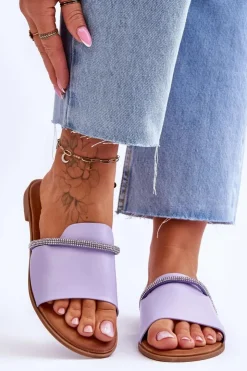 Boto Klapki Damskie Klasyczne*Eleganckie Klapki Na Płaskim Obcasie Fioletowe Termen Fioletowy