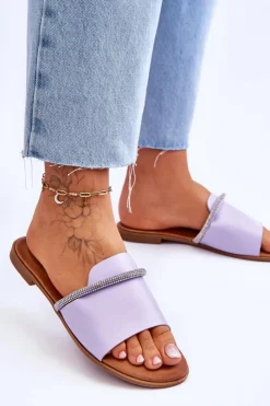 Boto Klapki Damskie Klasyczne*Eleganckie Klapki Na Płaskim Obcasie Fioletowe Termen Fioletowy