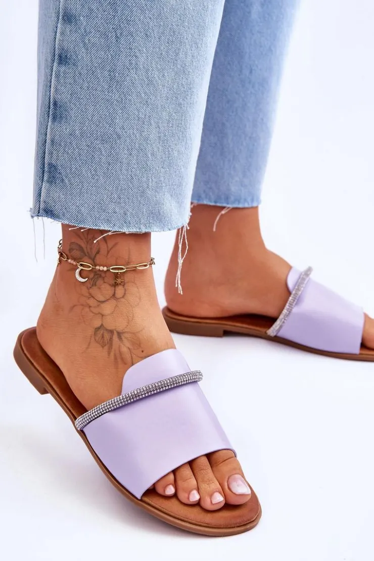 Boto Klapki Damskie Klasyczne*Eleganckie Klapki Na Płaskim Obcasie Fioletowe Termen Fioletowy