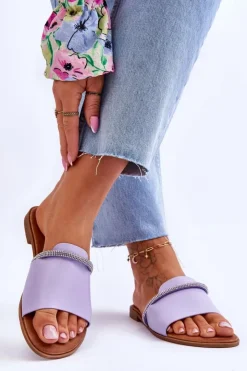 Boto Klapki Damskie Klasyczne*Eleganckie Klapki Na Płaskim Obcasie Fioletowe Termen Fioletowy