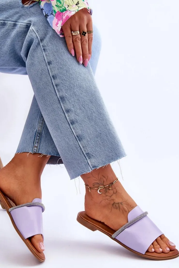 Boto Klapki Damskie Klasyczne*Eleganckie Klapki Na Płaskim Obcasie Fioletowe Termen Fioletowy