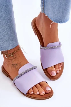 Boto Klapki Damskie Klasyczne*Eleganckie Klapki Na Płaskim Obcasie Fioletowe Termen Fioletowy