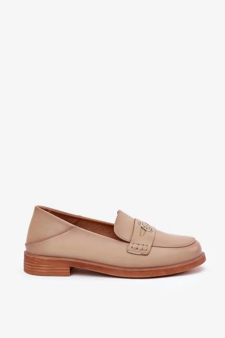 Buty damskie Vinceza Loafersy Damskie|Mokasyny Płaskie*Eleganckie Mokasyny Damskie Z Naturalnej Skóry Vinceza 18100 Beżowe