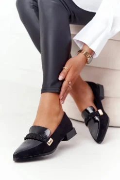 Damskie buty S.Barski Mokasyny Damskie Lakierowane|Mokasyny Damskie Zamszowe*Eleganckie Mokasyny S.Barski Premium Zamszowe Czarne