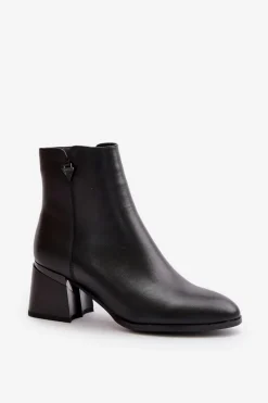 Damskie Buty damskie Vinceza Eleganckie Ocieplane Botki Damskie Z Naturalnej Skóry Czarne Vinceza 77106