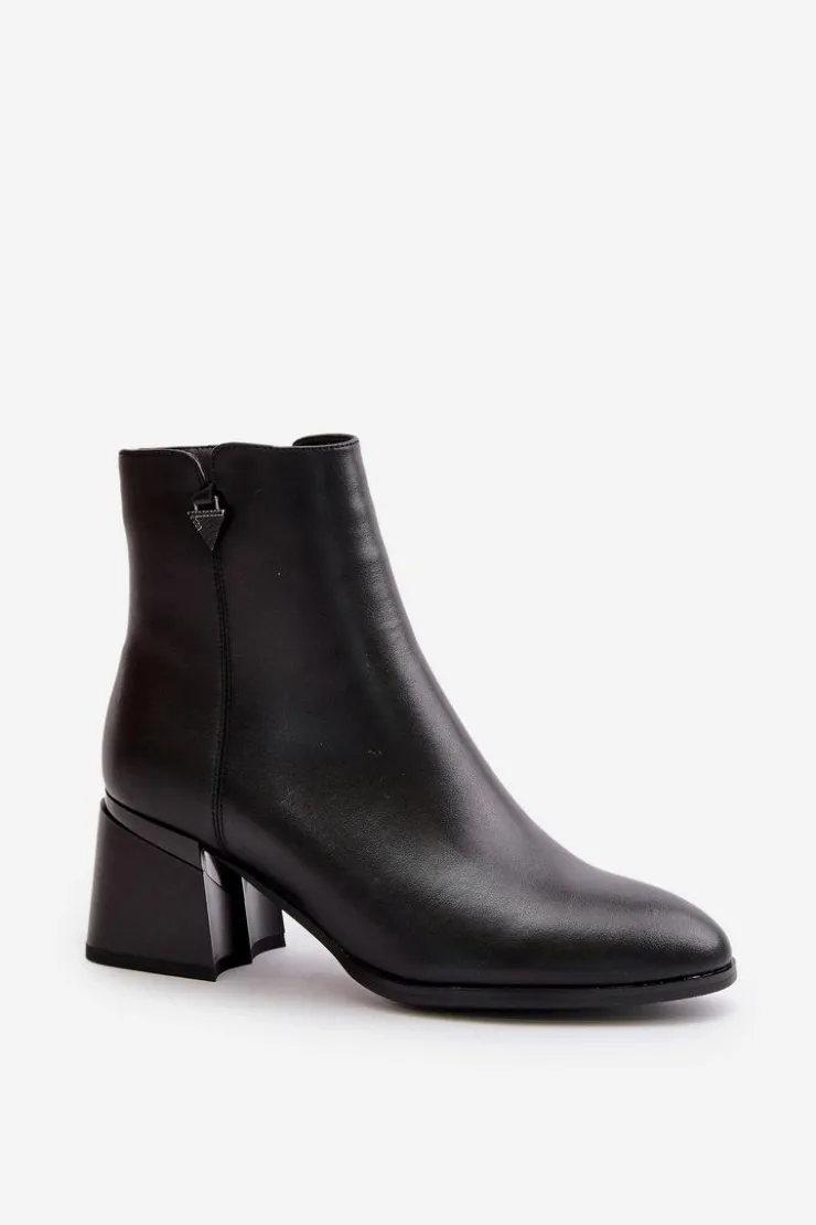 Damskie Buty damskie Vinceza Eleganckie Ocieplane Botki Damskie Z Naturalnej Skóry Czarne Vinceza 77106