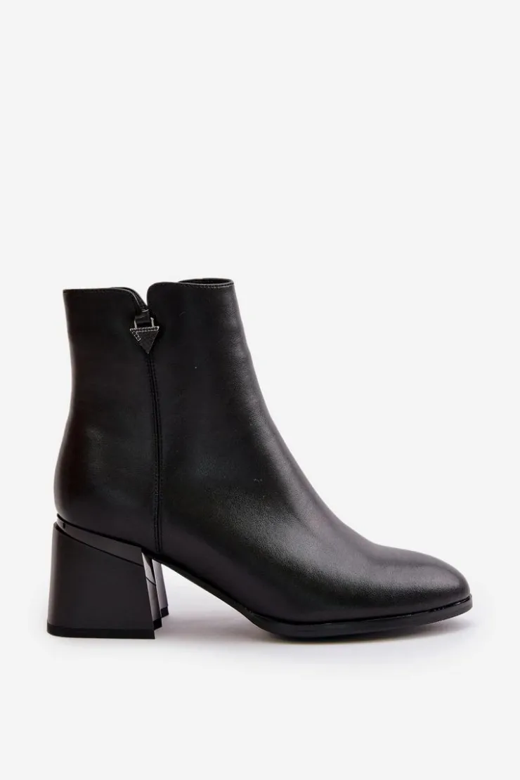 Damskie Buty damskie Vinceza Eleganckie Ocieplane Botki Damskie Z Naturalnej Skóry Czarne Vinceza 77106