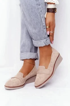 Buty damskie Vinceza Półbuty Lakierowane*Eleganckie Półbuty Na Koturnie Vinceza 10599 Zamszowe Beżowe