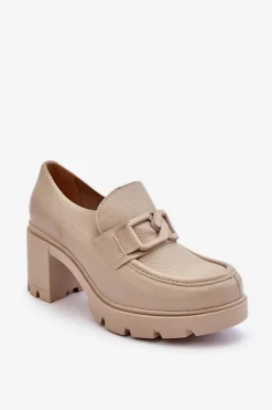 Best Boto Eleganckie Półbuty Na Słupku Z Ozdobą Beżowe Lemar Harmell