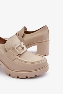 Best Boto Eleganckie Półbuty Na Słupku Z Ozdobą Beżowe Lemar Harmell
