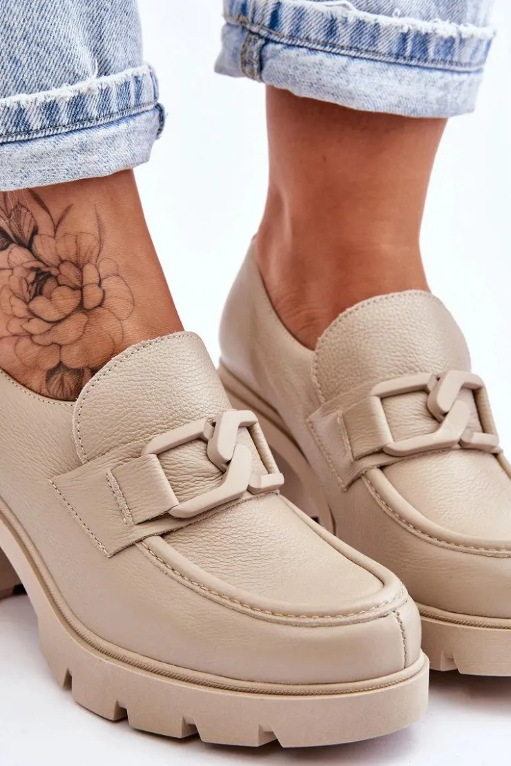 Best Boto Eleganckie Półbuty Na Słupku Z Ozdobą Beżowe Lemar Harmell