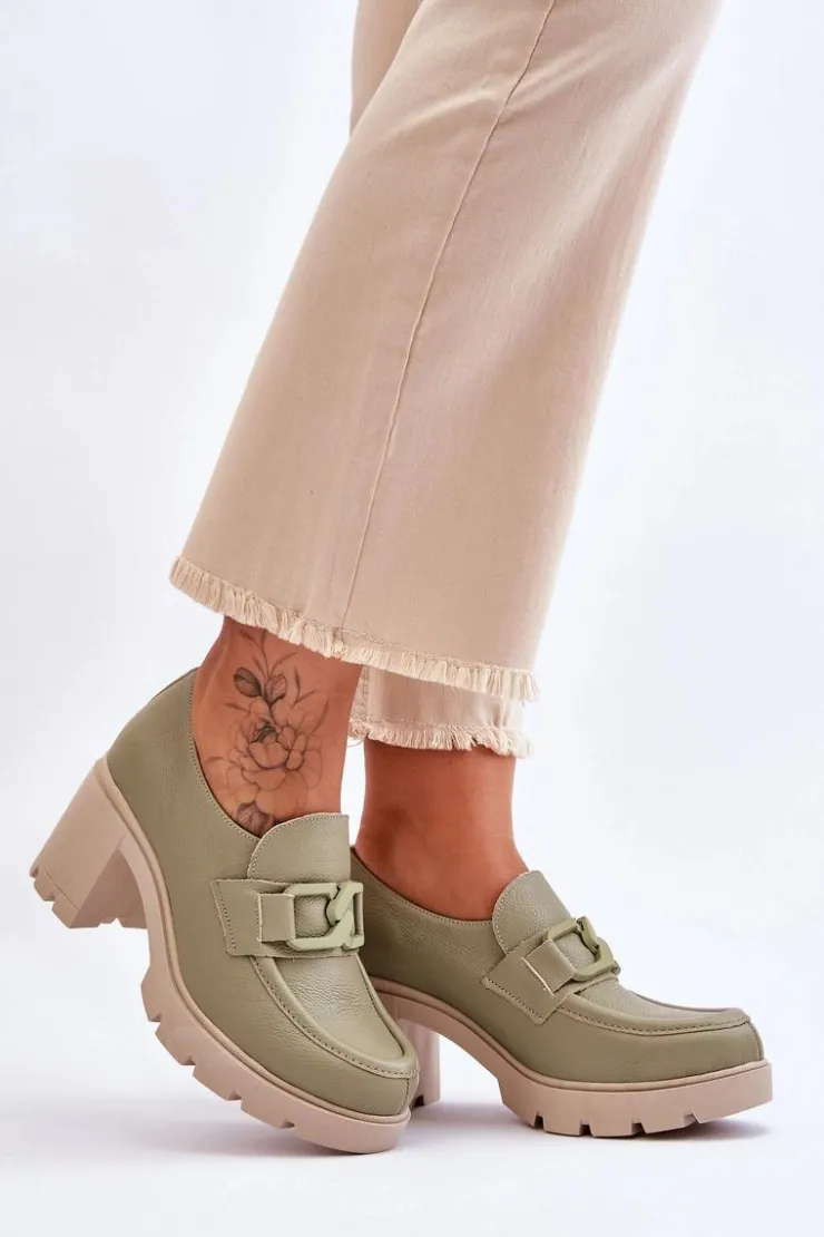 Damskie Boto Eleganckie Półbuty Na Słupku Z Ozdobą Zielone Lemar Harmell