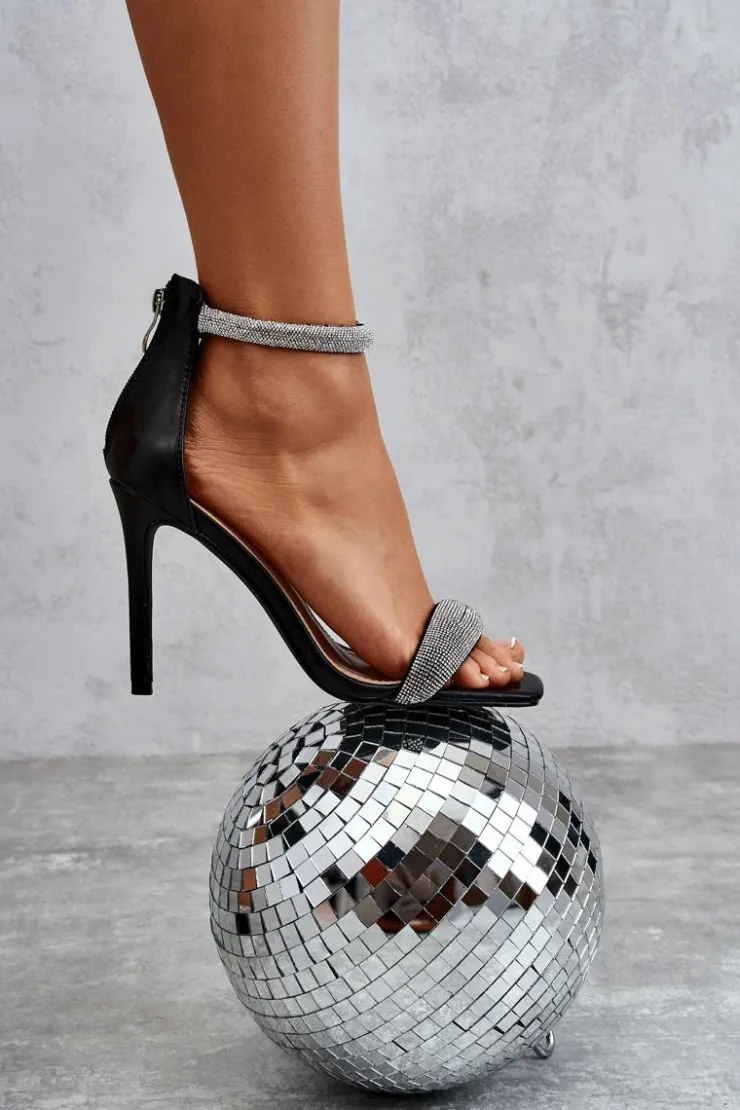 Damskie Boto Eleganckie Sandałki Na Szpilce Czarne Patricio