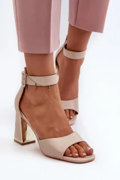 Evento Sandały Na Słupku|Sandały Na Obcasie*Eleganckie Sandały Damskie Na Słupku Beżowe Rosazara